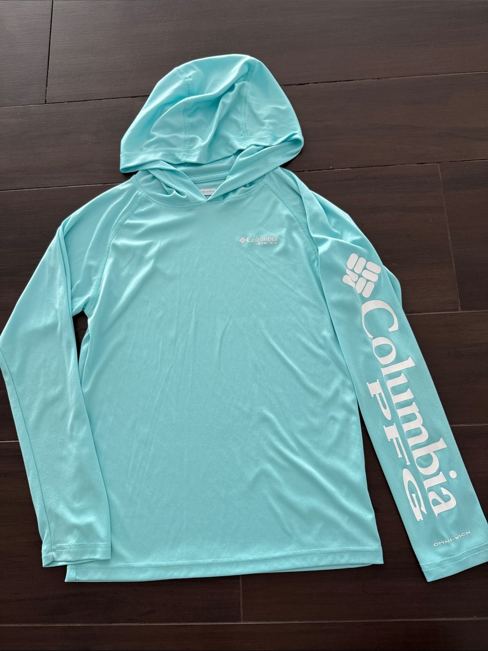 Columbia Kids Light Aqua Hooded Swim Rashguard